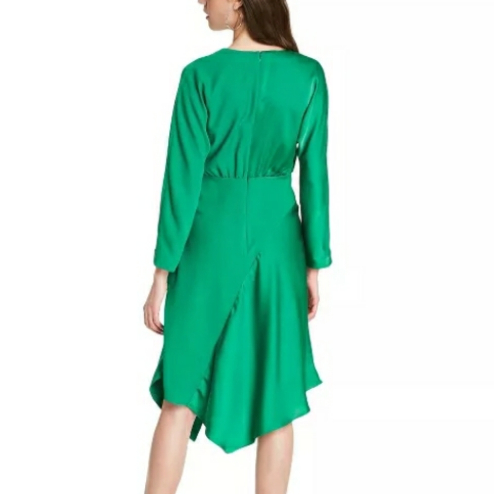 CUSHNIE EMERALD V NECK LONG SLEEVE WRAP DRESS - Picture 4 of 12